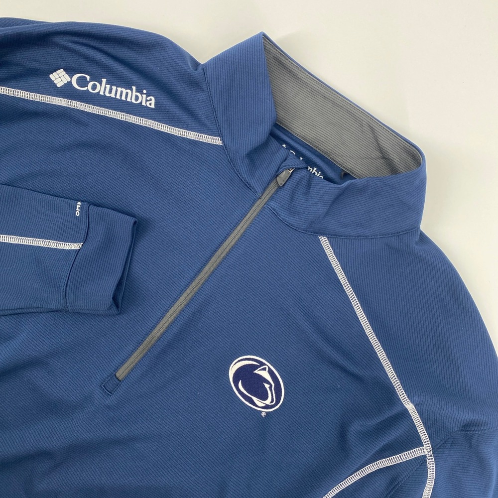 Penn State Quarter Zip Mens XXL Columbia Golf Navy Omni Wick Lions Shotgun